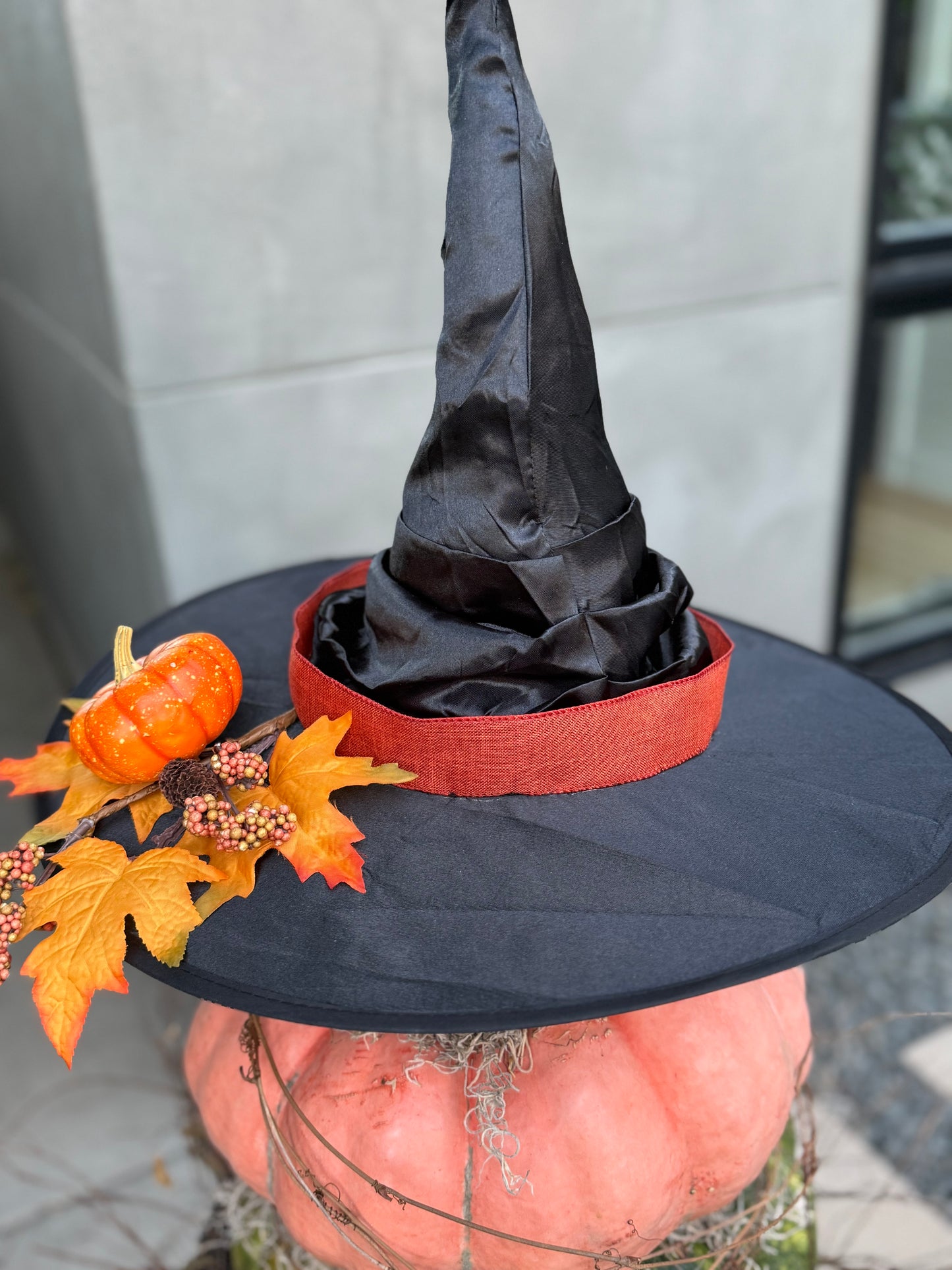 Witchy Stacked Pumpkins with Twiggy Grapevine Wreath