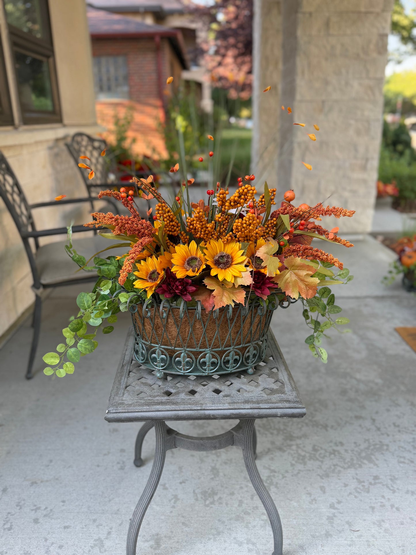 Large Decorative Metal Garden Fall Basket