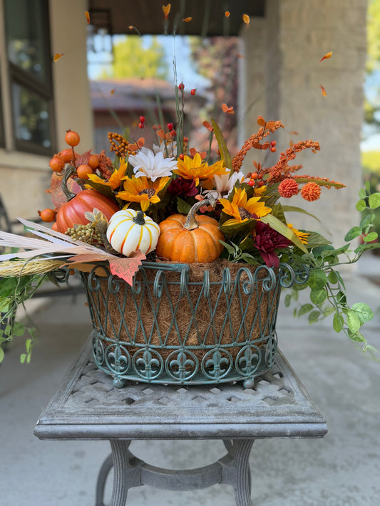 Large Decorative Metal Garden Fall Basket