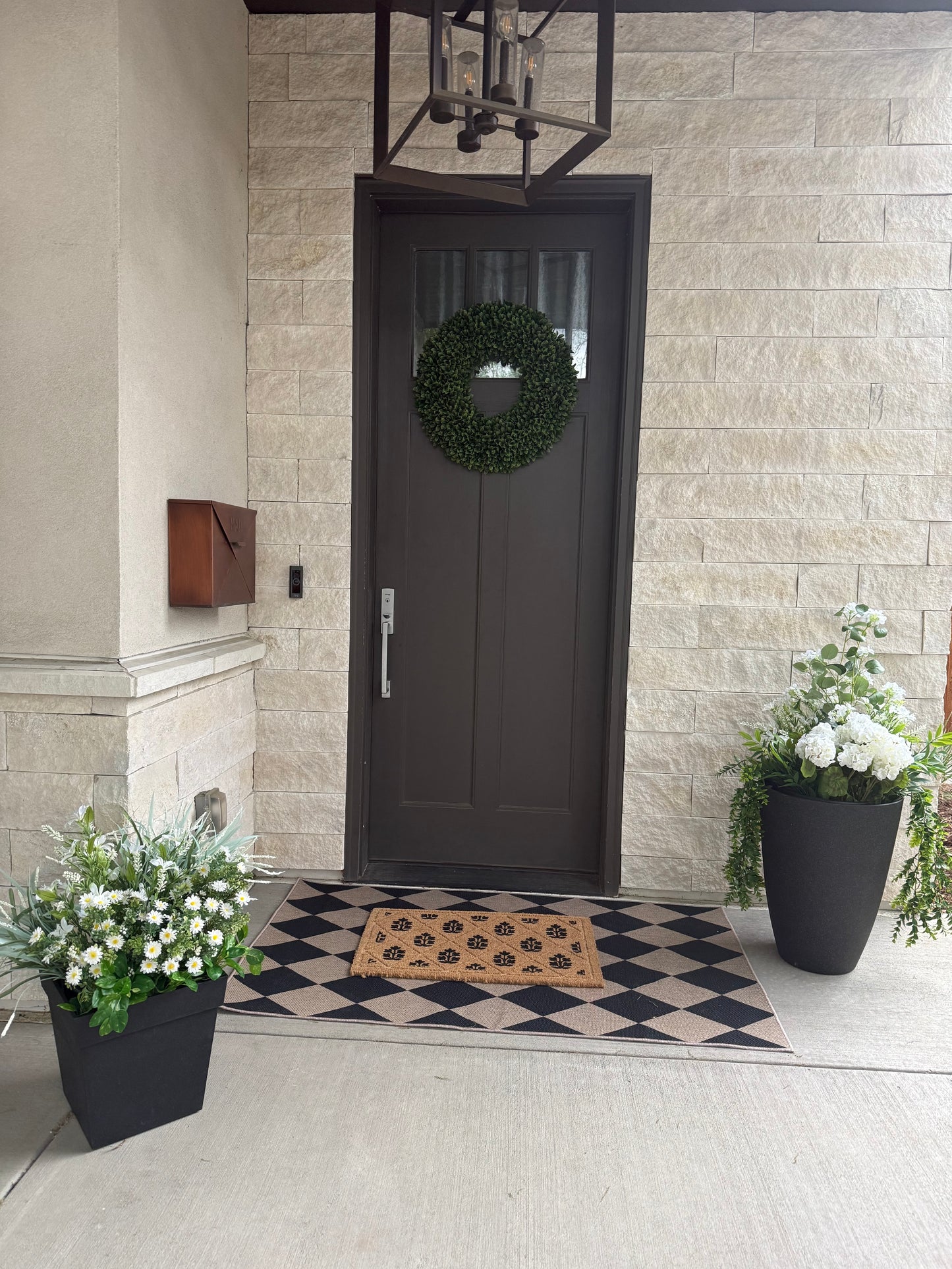 Medium Summer White and Green Faux Drop-In