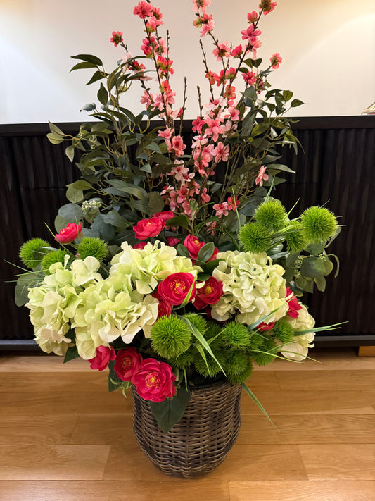Hot Pink and Green Spring Drop-In Arrangement