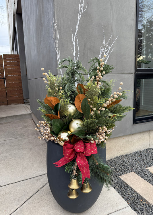 Magnolia & Evergreen Winter Drop-In Arrangement
