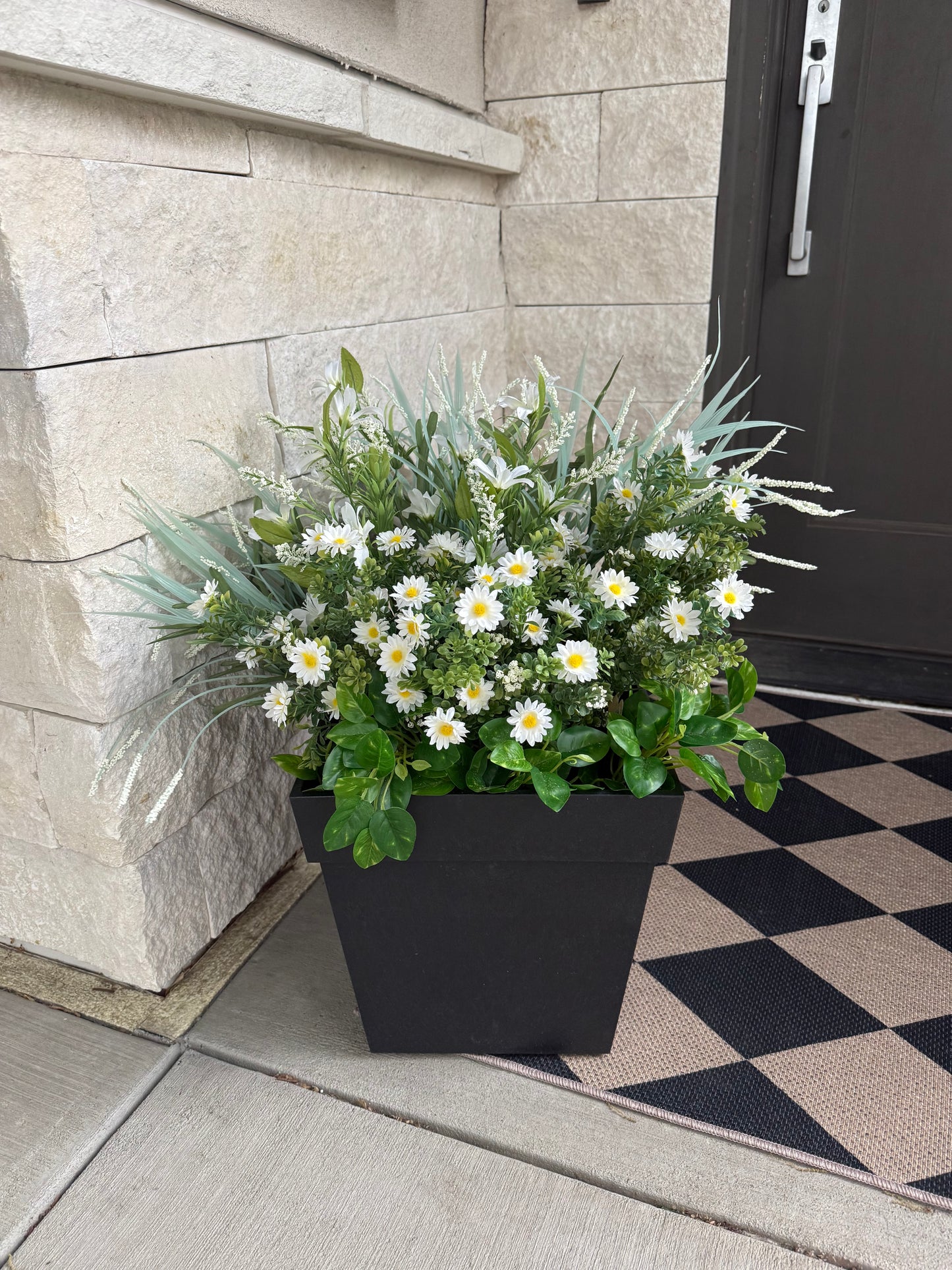 Medium Summer White and Green Faux Drop-In