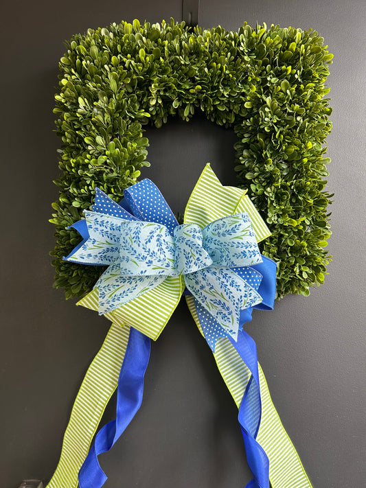 Square Real Touch Tea Leaf Wreath with Spring Bow